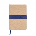 Libreta de corcho con banda de cierre magnético de PU a rayas A5 color azul marino primera vista