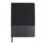 Libreta bicolor de suave pana de poliéster y PU  hojas lisas A5 color negro primera vista