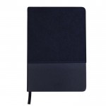 Libreta bicolor de suave pana de poliéster y PU  hojas lisas A5 color azul marino primera vista