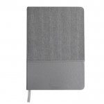 Libreta bicolor de suave pana de poliéster y PU  hojas lisas A5 color gris primera vista