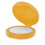Bálsamo labial en estuche de color redondo con protección SPF15 color amarillo primera vista