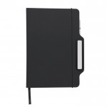 Libreta de tapa rígida y soporte lateral para el móvil hojas lisas color negro primera vista