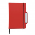 Libreta de tapa rígida y soporte lateral para el móvil hojas lisas color rojo primera vista