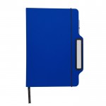Libreta de tapa rígida y soporte lateral para el móvil hojas lisas color azul primera vista