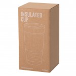 Vaso térmico de acero inoxidable con banda de PU a color 420ml vista con caja