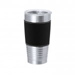 Vaso térmico de acero inoxidable con banda de PU a color 420ml color negro primera vista