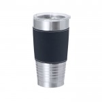 Vaso térmico de acero inoxidable con banda de PU a color 420ml color azul marino primera vista