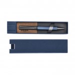 Bolígrafo de acero inox con empuñadura de diseño hexagonal tinta azul tercera vista