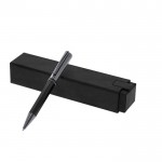 Bolígrafo de acero inox con empuñadura de diseño hexagonal tinta azul color negro primera vista