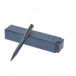 Bolígrafo de acero inox con empuñadura de diseño hexagonal tinta azul color azul marino primera vista