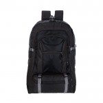 Mochila para viajes con múltiples bolsillos interiores y exteriores color negro primera vista