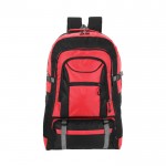 Mochila para viajes con múltiples bolsillos interiores y exteriores color rojo primera vista