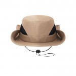 Gorro de poliéster estilo safari con cordón de transporte ajustable color caqui primera vista