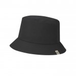 Clásico gorro estilo bob de RPET con protección solar UPF50+ color negro primera vista