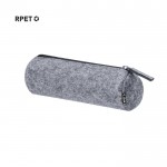 Estuche cilíndrico de fieltro RPET con cierre de cremallera