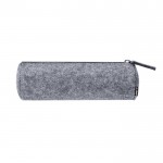 Estuche cilíndrico de fieltro RPET con cierre de cremallera color gris primera vista