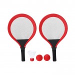 Set de 2 raquetas con 2 pelotas a juego y una pluma para aire libre color rojo primera vista