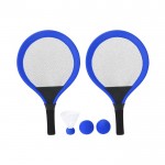 Set de 2 raquetas con 2 pelotas a juego y una pluma para aire libre color azul primera vista