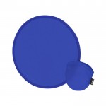Frisbee de RPET de fácil plegado con funda individual a juego color azul primera vista