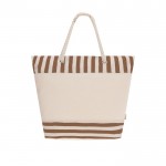Bolsa de RPET con interior de aluminio y diseños con rayas color marrón primera vista