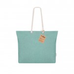 Bolsa de algodón reciclado y fuelle con asas de algodón 220 g/m2 color verde primera vista