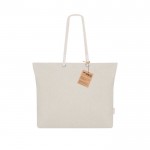 Bolsa de algodón reciclado y fuelle con asas de algodón 220 g/m2 color natural primera vista