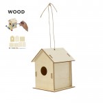 Casa de pájaros de madera con 6 pinturas a base de agua y pincel