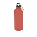 Botella de RPET de cuerpo translucido con mosquetón en la tapa 630ml color rojo primera vista