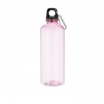 Botella de RPET de cuerpo translucido con mosquetón en la tapa 630ml color rosa primera vista