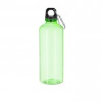 Botella de RPET de cuerpo translucido con mosquetón en la tapa 630ml color verde claro primera vista