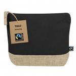 Neceser de algodón con certificación Fairtrade y base de yute color negro primera vista