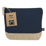 Neceser de algodón con certificación Fairtrade y base de yute color azul marino primera vista