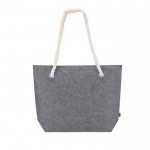 Bolsa de fieltro reciclado con asas de cordón de algodón y fuelle color gris primera vista