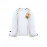Mochila de cuerdas de algodón con certificación Fairtrade 140 g/m2 color blanco primera vista