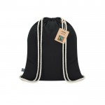 Mochila de cuerdas de algodón con certificación Fairtrade 140 g/m2 color negro primera vista