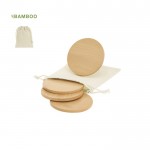 Set de 4 posavasos de bambú en bolsa de algodón con cierre