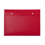 Carpeta portadocumentos de plástico con 2 cierres de botones color rojo primera vista