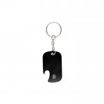 Llavero abridor en aluminio reciclado GRS de forma rectangular color negro primera vista