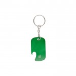 Llavero abridor en aluminio reciclado GRS de forma rectangular color verde primera vista