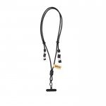 Lanyard con función de carga, traspaso de datos y transporte de móvil color negro primera vista