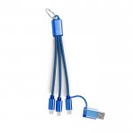 Cables de carga en materiales reciclados con mosquetón para transporte color azul primera vista