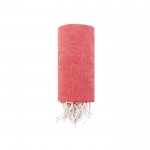 Fino pareo de algodón reciclado y RPET con flecos blancos 180 g/m2 color rojo primera vista
