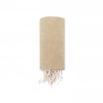 Fino pareo de algodón reciclado y RPET con flecos blancos 180 g/m2 color natural primera vista