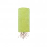 Fino pareo de algodón reciclado y RPET con flecos blancos 180 g/m2 color verde claro primera vista