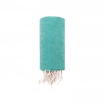 Fino pareo de algodón reciclado y RPET con flecos blancos 180 g/m2 color aguamarina primera vista