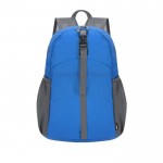 Mochila de poliéster RPET con posibilidad de plegar a tamaño pequeño color azul primera vista
