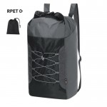 Mochila plegable de poliéster RPET con cordones elásticos al frente