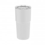 Vaso de acero inoxidable reciclado de diseño en relieve 500ml color blanco primera vista
