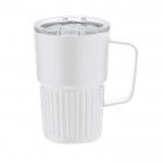 Taza térmica de acero inoxidable reciclado de diseño en relieve 400ml color blanco primera vista