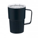Taza térmica de acero inoxidable reciclado de diseño en relieve 400ml color azul marino primera vista